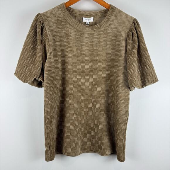 Annie Tops - Annie wear Textured Tan Knit Puffed Sleeved Top ~ M